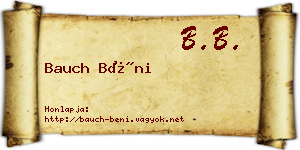 Bauch Béni névjegykártya
